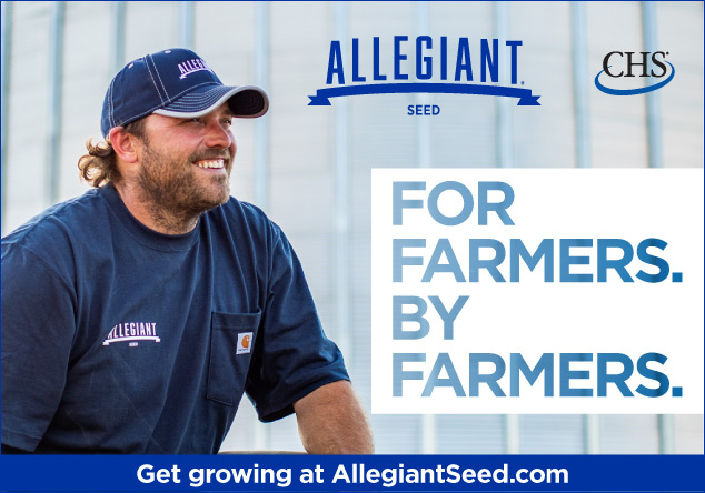 Allegiant seed. For farmers. By farmers. Get growing at allegiantseed.com. Home page promo.